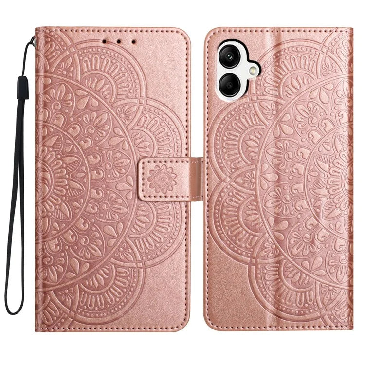 For Samsung Galaxy A05 4G Case Magnetic Foldable Stand Phone Cover with Flower Pattern