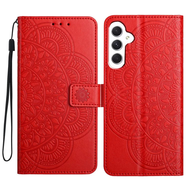 For Samsung Galaxy S24+ Wallet Case Mandala Flower Folio Stand Protective Cover