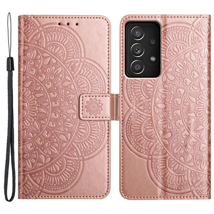 For Samsung Galaxy A23 4G / 5G (Global Version) Wallet Case Mandala Flower Folio Design Phone Cover