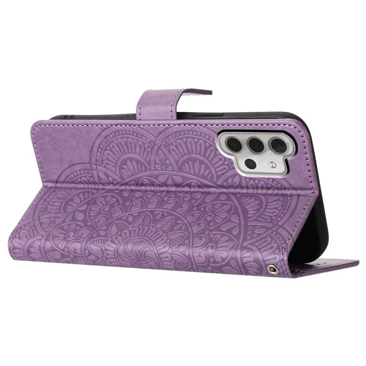 For Samsung Galaxy A32 4G (EU Version) Case Mandala Flowers Leather Flip Phone Cover with Strap