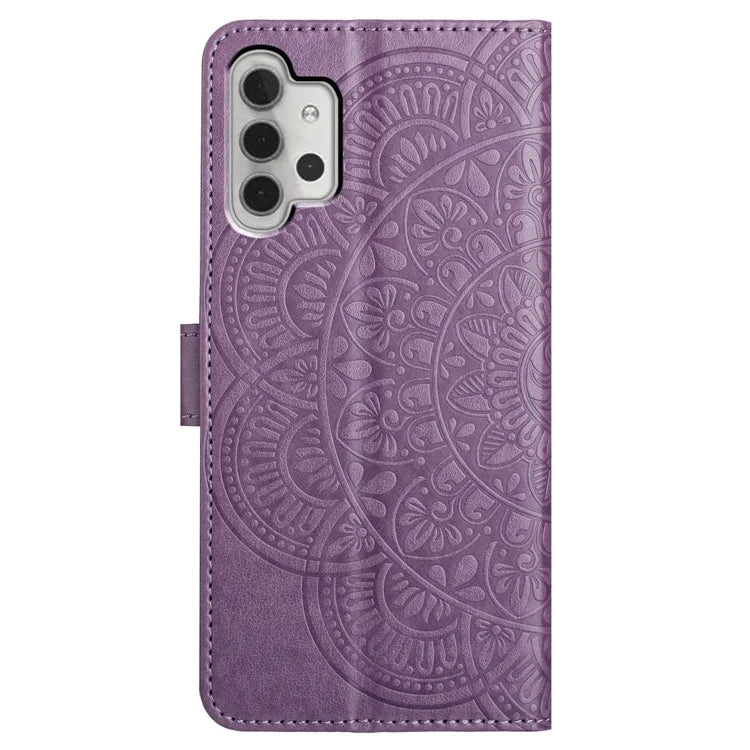 For Samsung Galaxy A32 4G (EU Version) Case Mandala Flowers Leather Flip Phone Cover with Strap