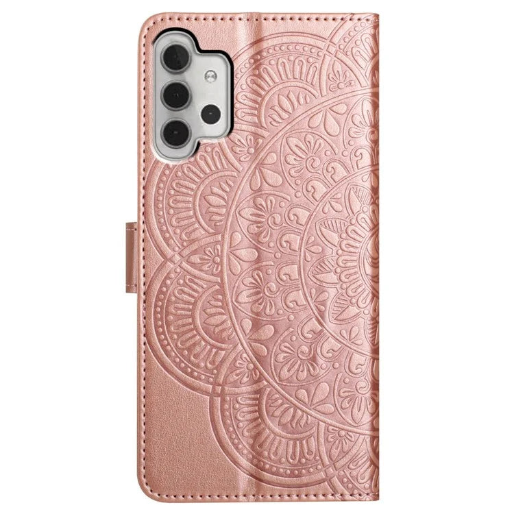 For Samsung Galaxy A32 4G (EU Version) Case Mandala Flowers Leather Flip Phone Cover with Strap