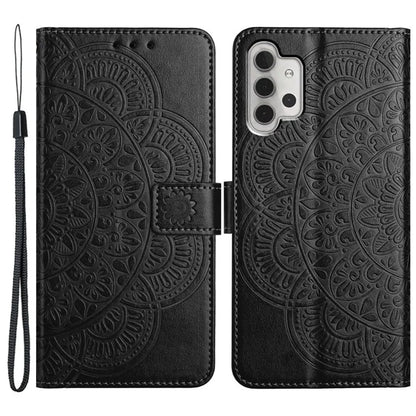 For Samsung Galaxy A32 4G (EU Version) Case Mandala Flowers Leather Flip Phone Cover with Strap