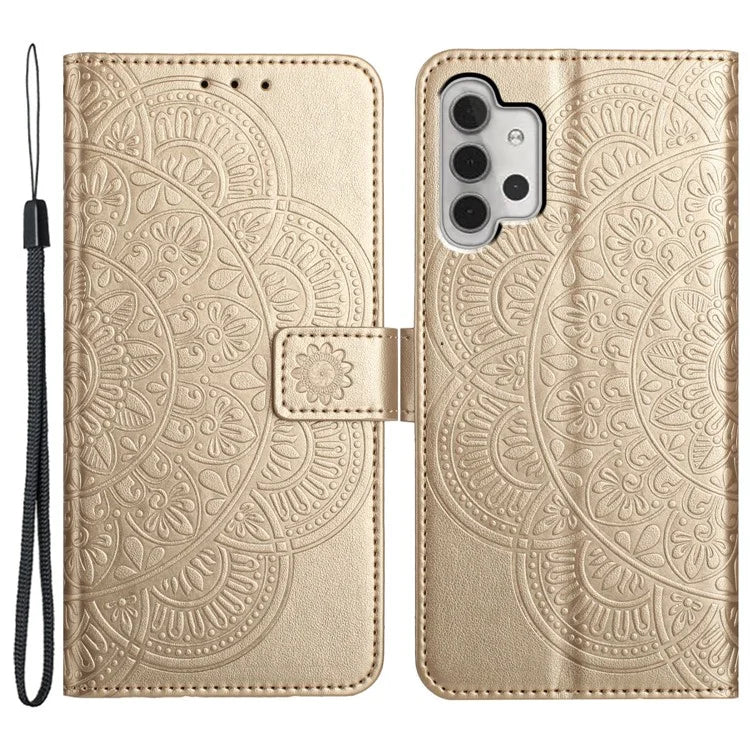 For Samsung Galaxy A32 4G (EU Version) Case Mandala Flowers Leather Flip Phone Cover with Strap