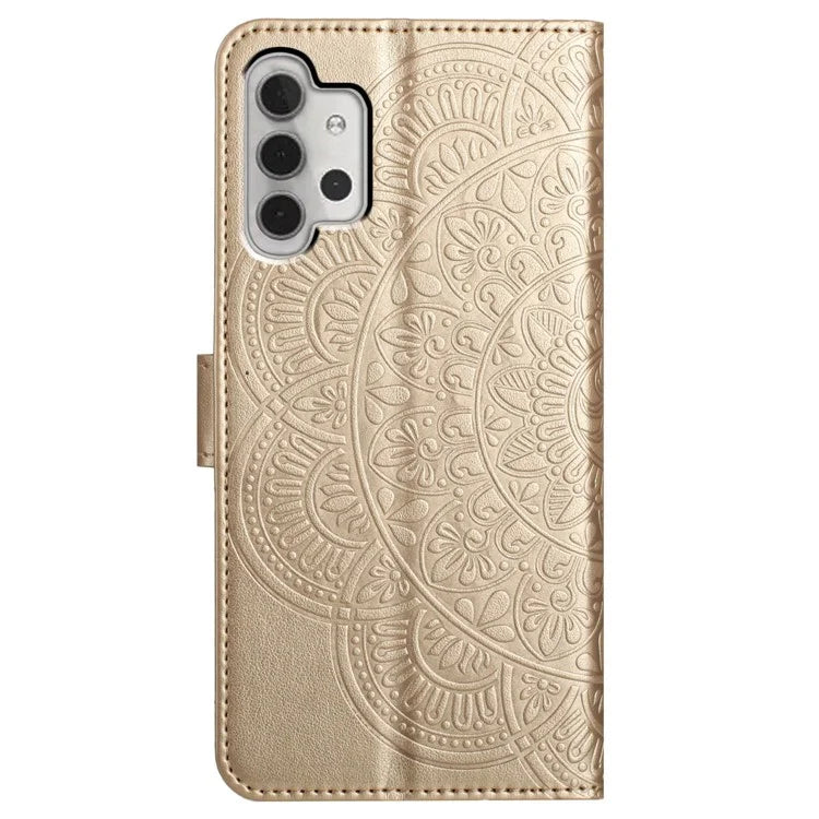For Samsung Galaxy A32 4G (EU Version) Case Mandala Flowers Leather Flip Phone Cover with Strap