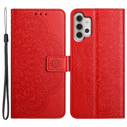 For Samsung Galaxy A32 4G (EU Version) Case Mandala Flowers Leather Flip Phone Cover with Strap