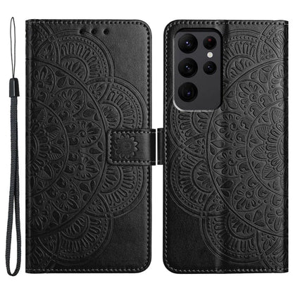 For Samsung Galaxy S23 Ultra Cell Phone Cases Flower Pattern Leather Cover