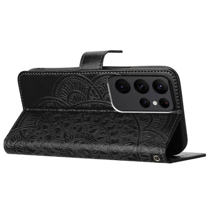 For Samsung Galaxy S23 Ultra Cell Phone Cases Flower Pattern Leather Cover