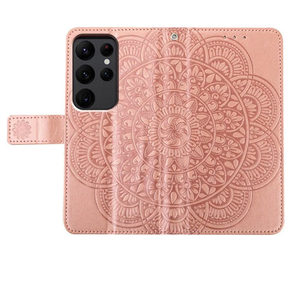For Samsung Galaxy S23 Ultra Cell Phone Cases Flower Pattern Leather Cover