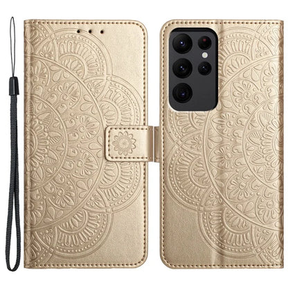 For Samsung Galaxy S23 Ultra Cell Phone Cases Flower Pattern Leather Cover
