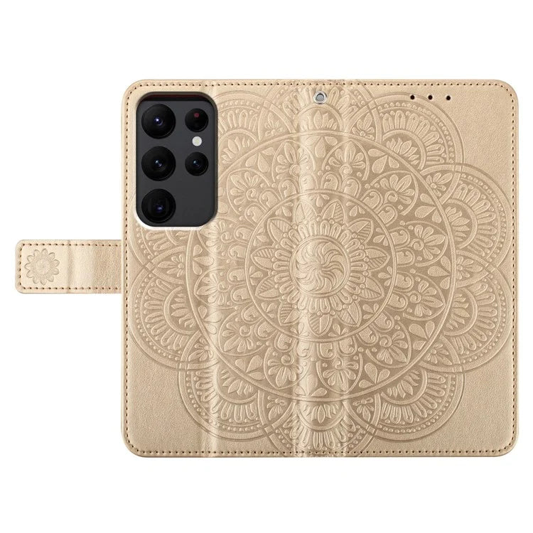For Samsung Galaxy S23 Ultra Cell Phone Cases Flower Pattern Leather Cover