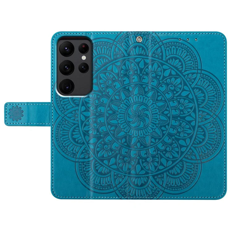 For Samsung Galaxy S23 Ultra Cell Phone Cases Flower Pattern Leather Cover
