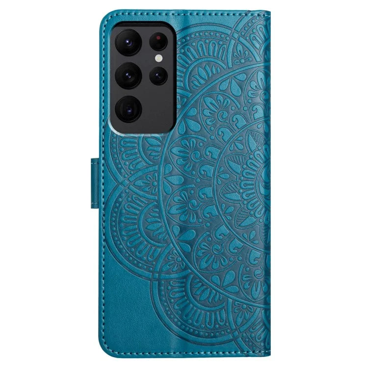 For Samsung Galaxy S23 Ultra Cell Phone Cases Flower Pattern Leather Cover