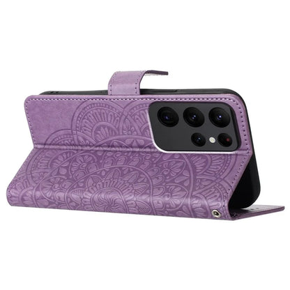 For Samsung Galaxy S23 Ultra Cell Phone Cases Flower Pattern Leather Cover