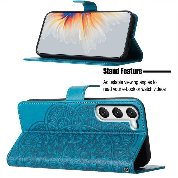 For Samsung Galaxy S23 Cell Phone Cases Flower Pattern Anti-fall Leather Cover
