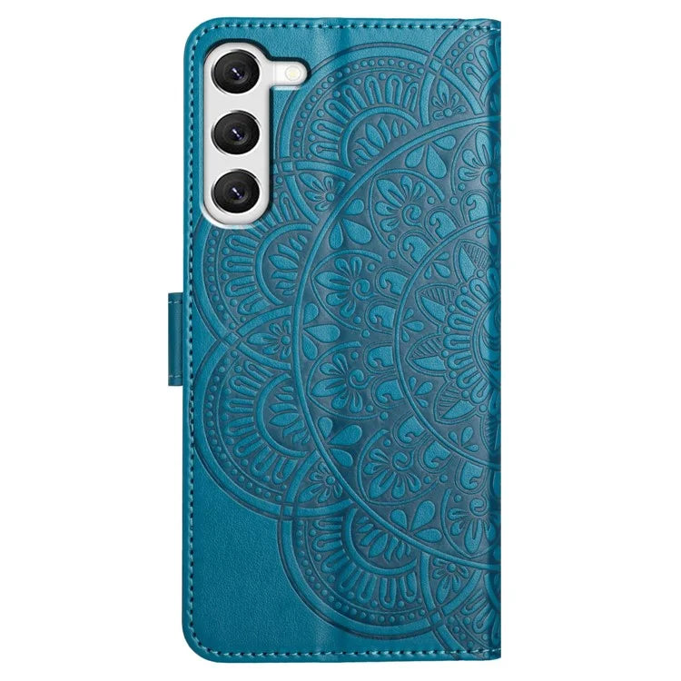 For Samsung Galaxy S23 Cell Phone Cases Flower Pattern Anti-fall Leather Cover