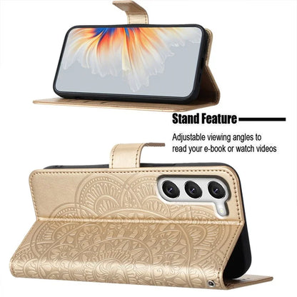 For Samsung Galaxy S23 Cell Phone Cases Flower Pattern Anti-fall Leather Cover