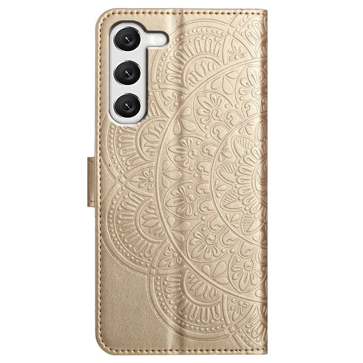 For Samsung Galaxy S23 Cell Phone Cases Flower Pattern Anti-fall Leather Cover