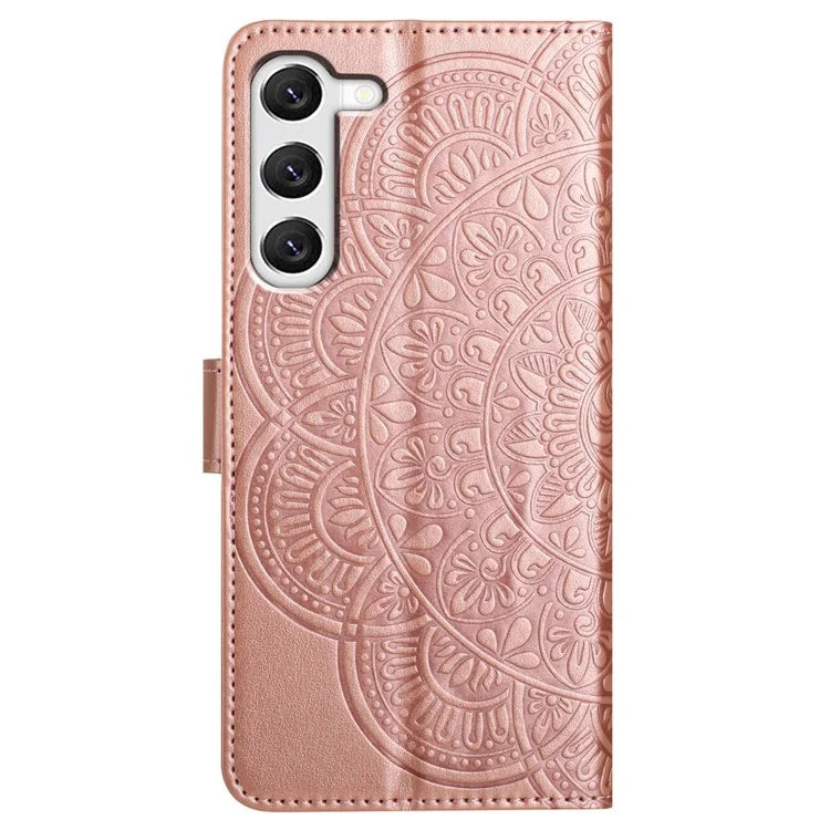 For Samsung Galaxy S23 Cell Phone Cases Flower Pattern Anti-fall Leather Cover