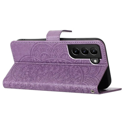 For Samsung Galaxy S22+ 5G Leather Case Mandala Imprinted Flip Phone Cover