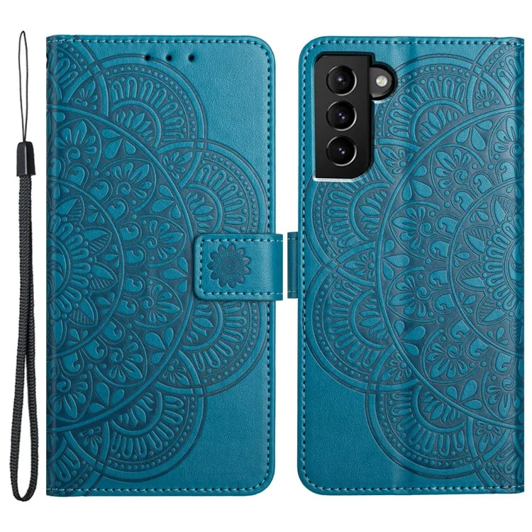 For Samsung Galaxy S22+ 5G Leather Case Mandala Imprinted Flip Phone Cover