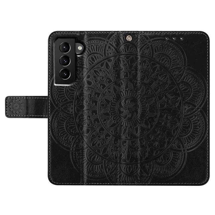 For Samsung Galaxy S22+ 5G Leather Case Mandala Imprinted Flip Phone Cover