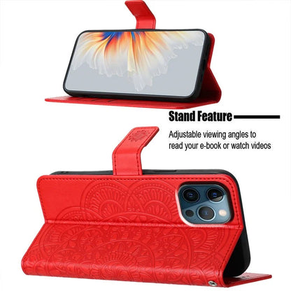 For iPhone 15 Pro Max Case Flower Pattern Flip Stand Phone Protector