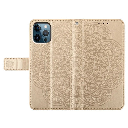 For iPhone 14 Pro Leather Case Drop-proof Flower Pattern Phone Cover with Handy Strap