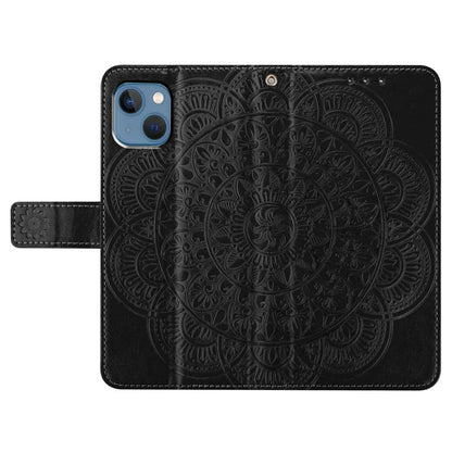 For iPhone 15 Plus Case Imprint Flower Pattern Leather Mobile Phone Cover