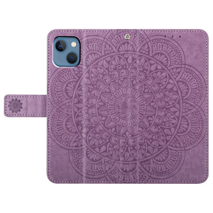For iPhone 15 Plus Case Imprint Flower Pattern Leather Mobile Phone Cover