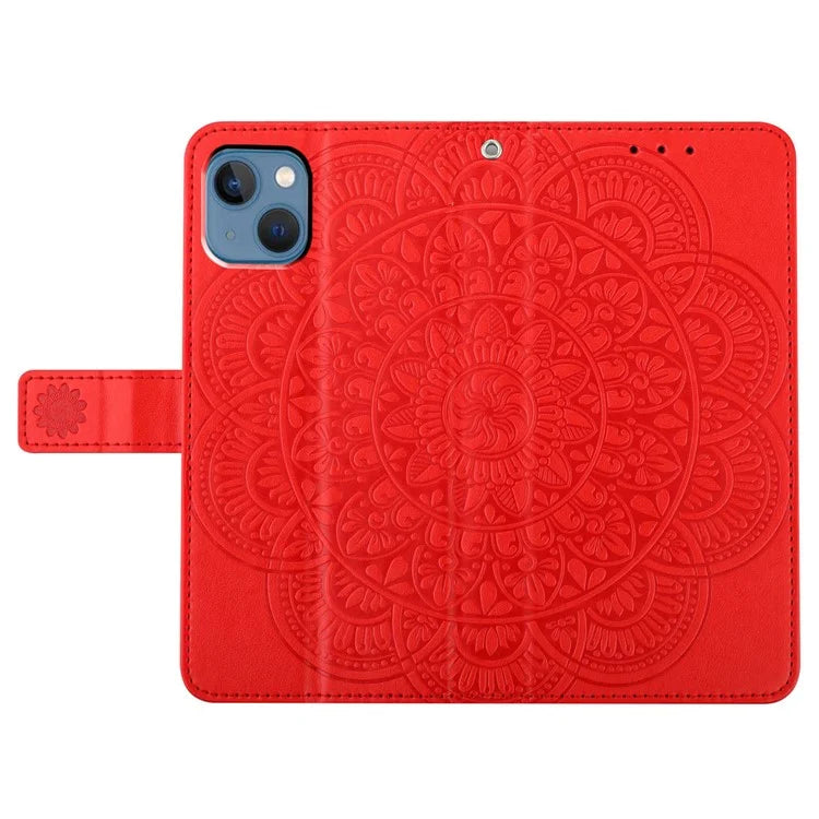 For iPhone 14 Plus Wallet Case Flower Pattern Flip Design Phone Protector