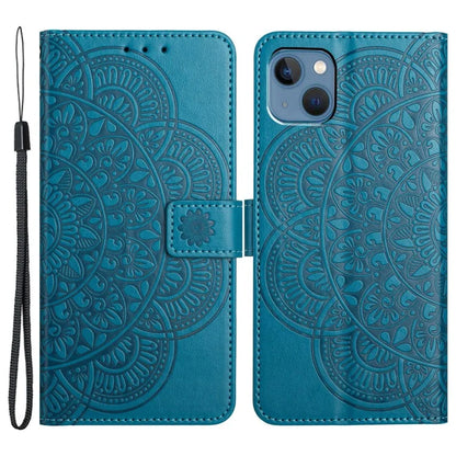 For iPhone 14 Plus Wallet Case Flower Pattern Flip Design Phone Protector