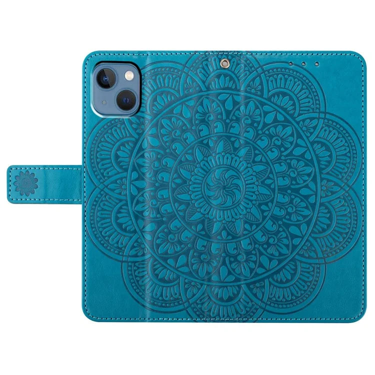 For iPhone 14 Plus Wallet Case Flower Pattern Flip Design Phone Protector