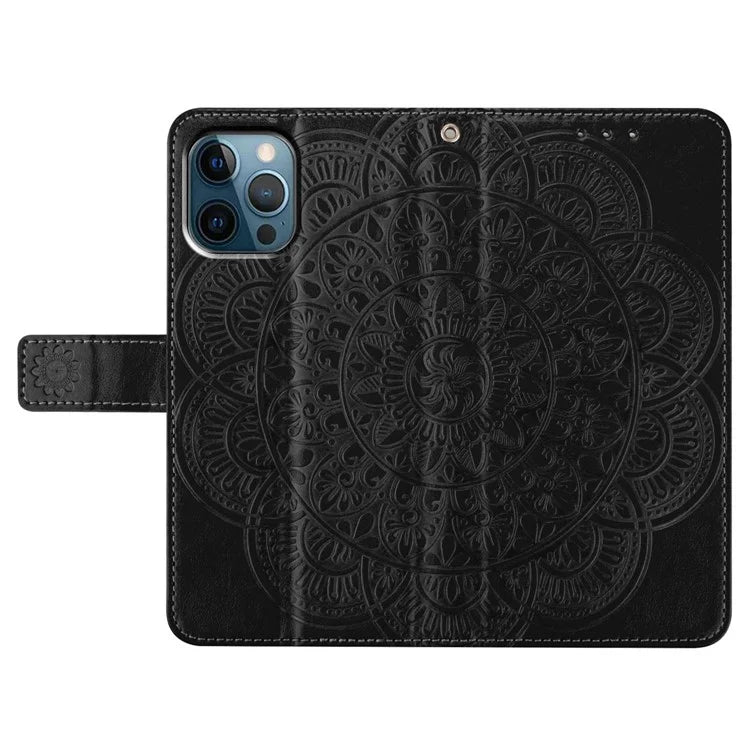 Leather Case for iPhone 15 Pro Cover Flower Pattern Flip Stand Phone Shell