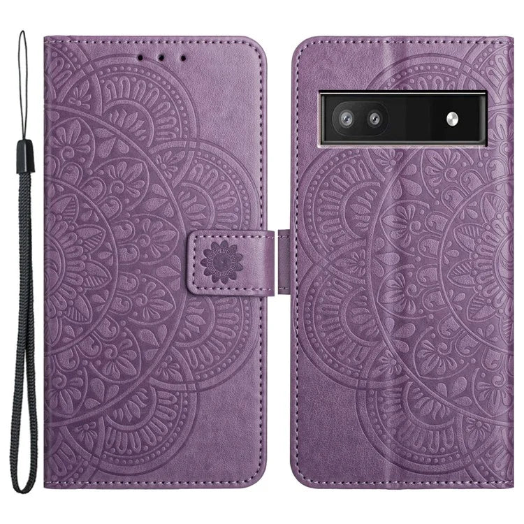 For Google Pixel 7a PU Leather Wallet Case Cover Flower Pattern