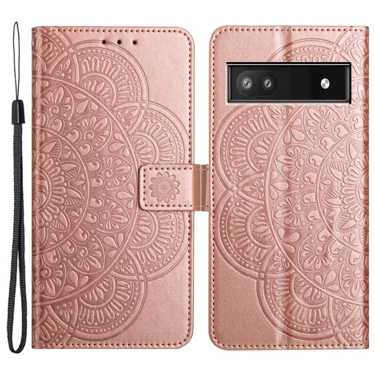 For Google Pixel 7a PU Leather Wallet Case Cover Flower Pattern