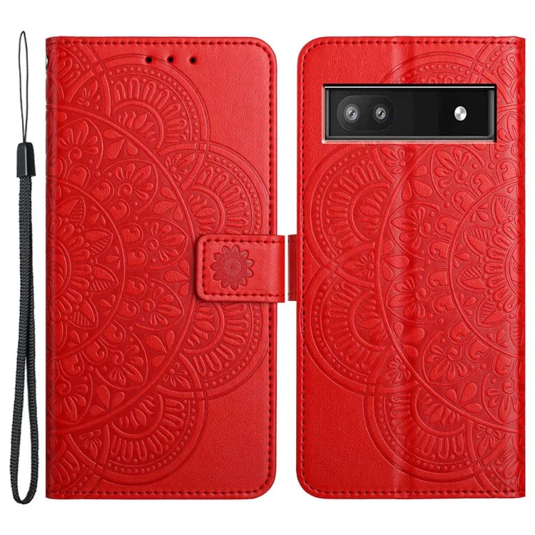 For Google Pixel 7a PU Leather Wallet Case Cover Flower Pattern