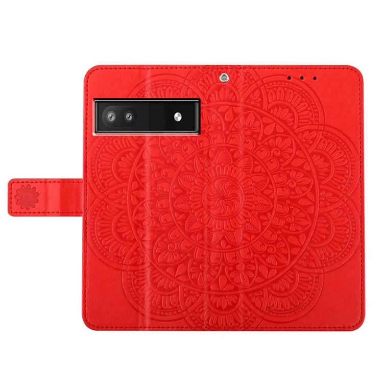 For Google Pixel 7a PU Leather Wallet Case Cover Flower Pattern
