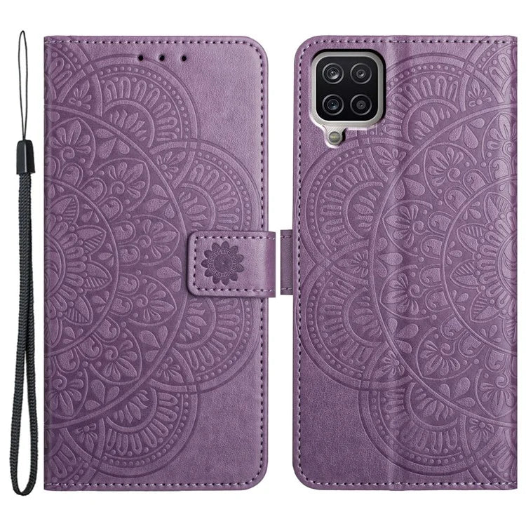 For Samsung Galaxy A42 5G Case Flower Pattern PU Leather Wallet Phone Cover