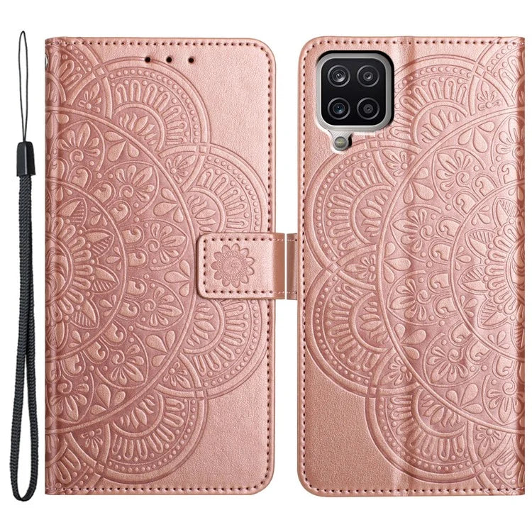 For Samsung Galaxy A42 5G Case Flower Pattern PU Leather Wallet Phone Cover