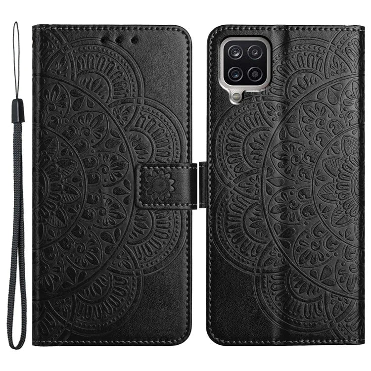 For Samsung Galaxy A42 5G Case Flower Pattern PU Leather Wallet Phone Cover
