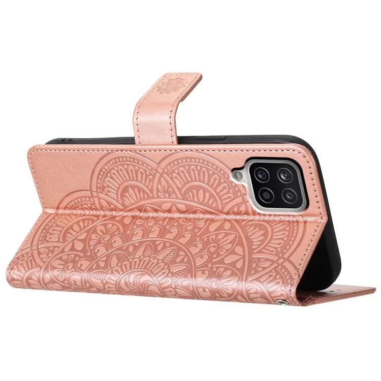 For Samsung Galaxy A22 4G (EU Version) Case Leather Flip Cover with Card Slots + Wrist Strap