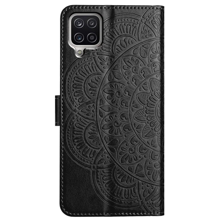 For Samsung Galaxy A22 4G (EU Version) Case Leather Flip Cover with Card Slots + Wrist Strap