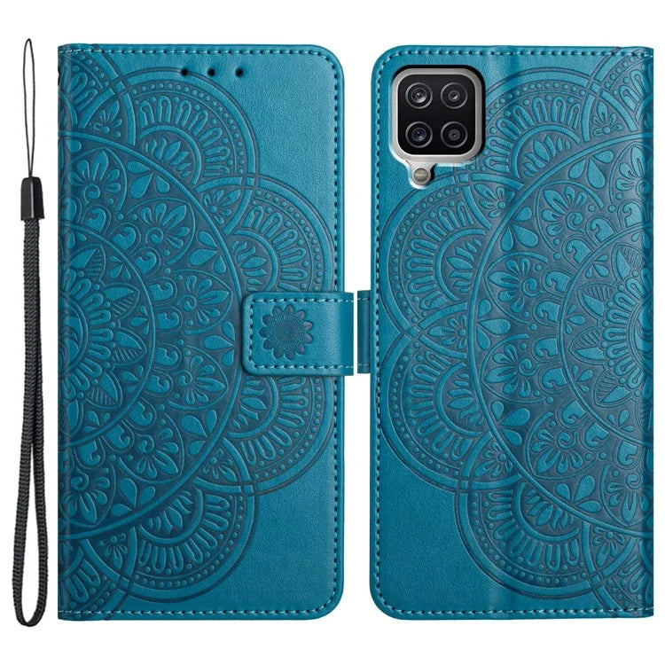 For Samsung Galaxy A22 4G (EU Version) Case Leather Flip Cover with Card Slots + Wrist Strap