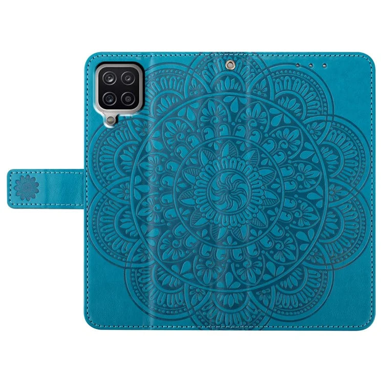For Samsung Galaxy A22 4G (EU Version) Case Leather Flip Cover with Card Slots + Wrist Strap