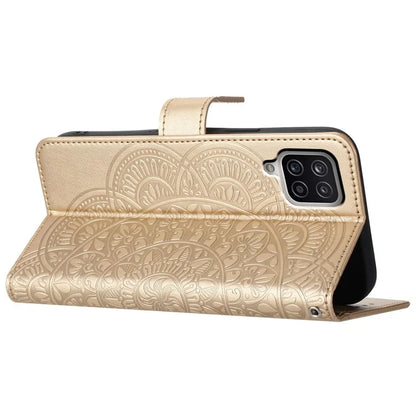 For Samsung Galaxy A22 4G (EU Version) Case Leather Flip Cover with Card Slots + Wrist Strap