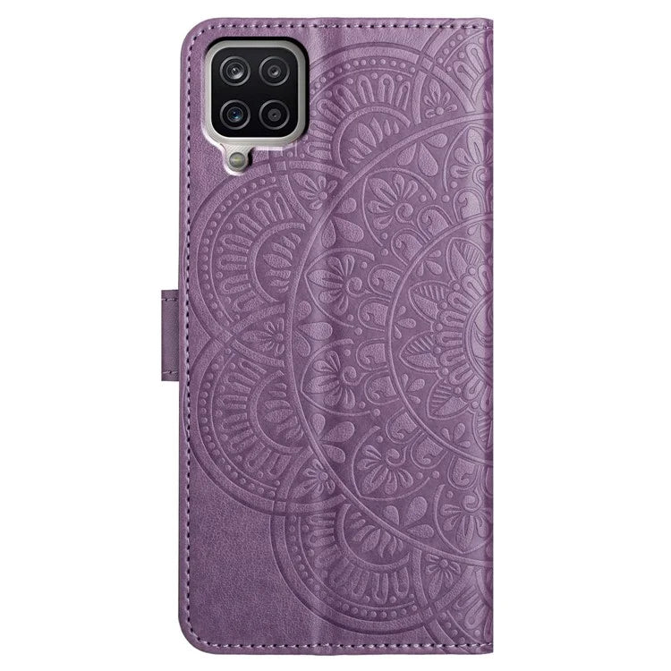 For Samsung Galaxy A22 4G (EU Version) Case Leather Flip Cover with Card Slots + Wrist Strap