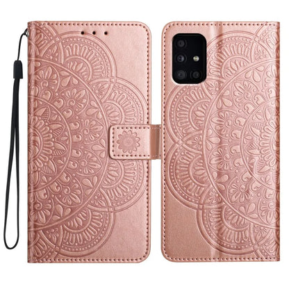For Samsung Galaxy A51 4G SM-A515 PU Leather Wallet Case Imprinted Flower Cover