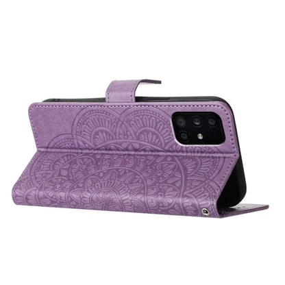 For Samsung Galaxy A51 4G SM-A515 PU Leather Wallet Case Imprinted Flower Cover