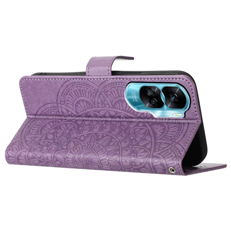 For Honor 90 Lite 5G / X50i 5G Case Flower Design Leather Wallet Flip Phone Cover